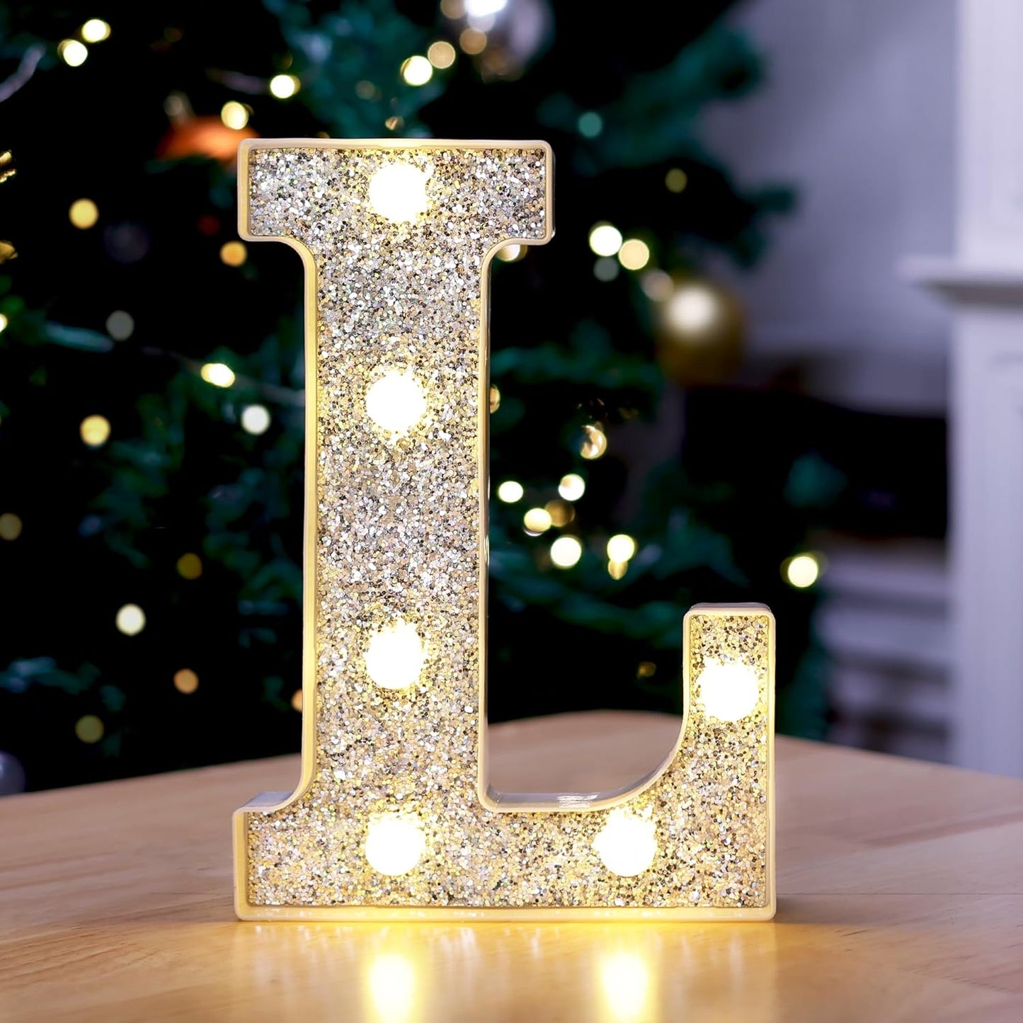 Marquee Light Up Letters, Glitter Silver LED Letter Lights Battery Powered Alphabet Letter Sign for Night Light Wedding Birthday Party Cafe Bar Decoration Girls Room Decor - Letter L