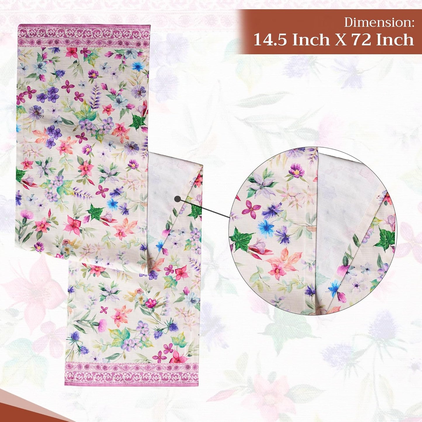 Maison d' Hermine Table Runner 100% Cotton Single Layer Table Runners 72 inches Long Decorative for Home Kitchen Dining Party Baby Shower Wedding Bridal Shower Spring Summer (Chardon, 14.50" x 72")