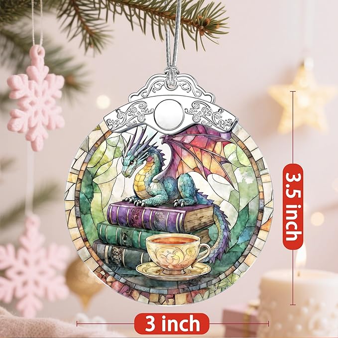 Stained Glass Ornament, Christmas Ornament, Hanging Ornaments for Home Decor & Christmas Tree Ornaments – Exquisite Holiday Decor, Xmas Gifts & Holiday Present - Dragon's Tea Time