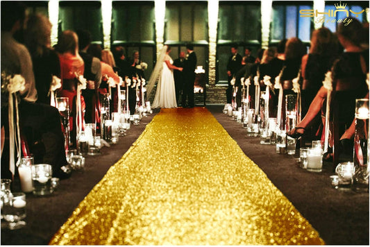 ShinyBeauty Gold Aisle Runners 2FTx15FT Carpet Runner for Party Glitter Runner for Wedding Aisle Runner Gold N105