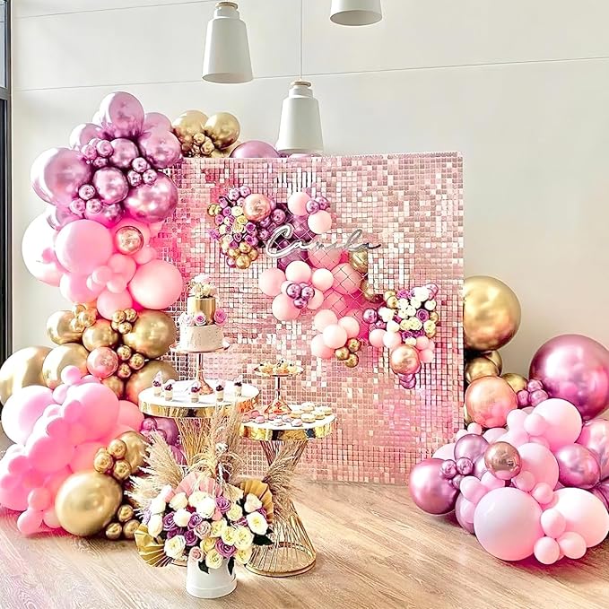 PartyWoo Pink and Purple Balloons 65pcs 12 Inch Baby Pastel Light Metallic Pink Light Purple Lavender Lilac Confetti Balloons for Baby Shower Princess Butterfly Birthday Party Decorations