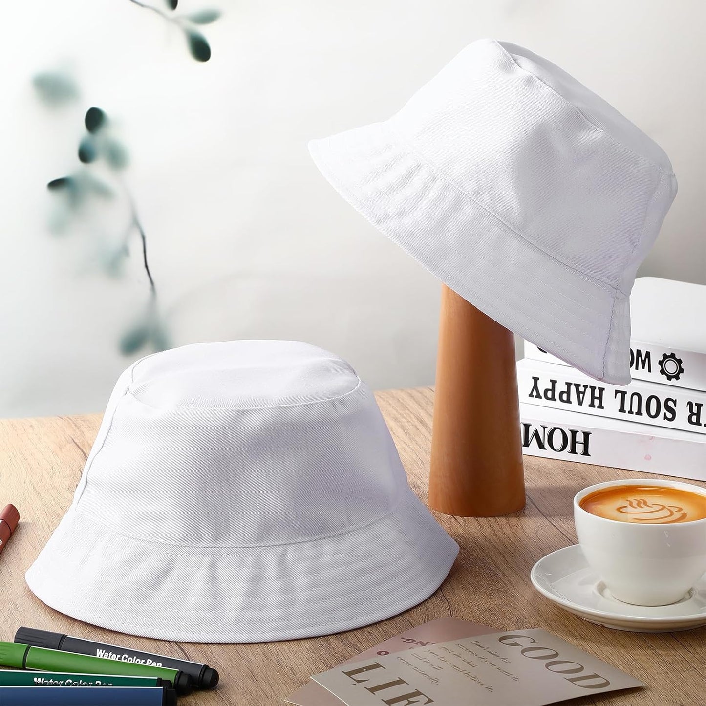 DIY Kid Bucket Hat White Creative Painting Blank Cap Bulk Cotton Polyester Sun Hat Sport Birthday Party Craft