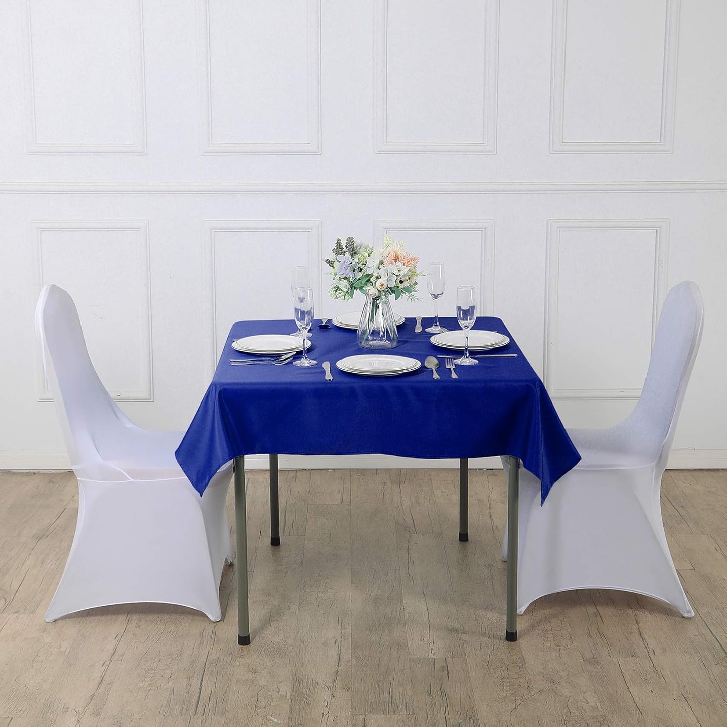 Cupuamon Square Tablecloth 52x52 inch Washable Polyester Fabric Table Cloth for Wedding Party Dining Banquet Decoration（52x52,Royal Blue）