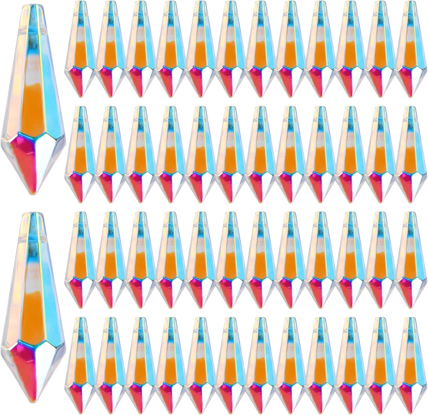 50pcs 38mm Suncatcher Crystal Icicle Prisms Pendant, Icicle Chandelier Crystals Pendants Drops Lamp Candle Holders Curtain DIY Parts Sun Catcher(AB Colors)