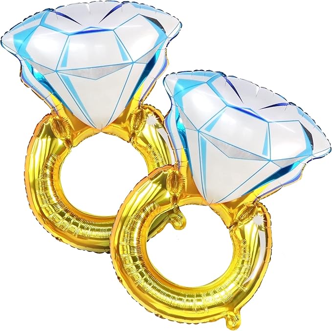 KatchOn, 2 Piece Diamond Ring Balloon, 30 Inch, Engagement, Wedding, Bachelorette Party Decorations