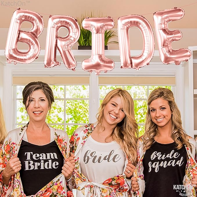 KatchOn, Bride Balloons Rose Gold - 16 Inch | Bachelorette Party Decorations | Rose Gold Bride Balloon for Pink Bridal Shower Decorations | Bridal Shower Balloon | Bachelorette Balloons