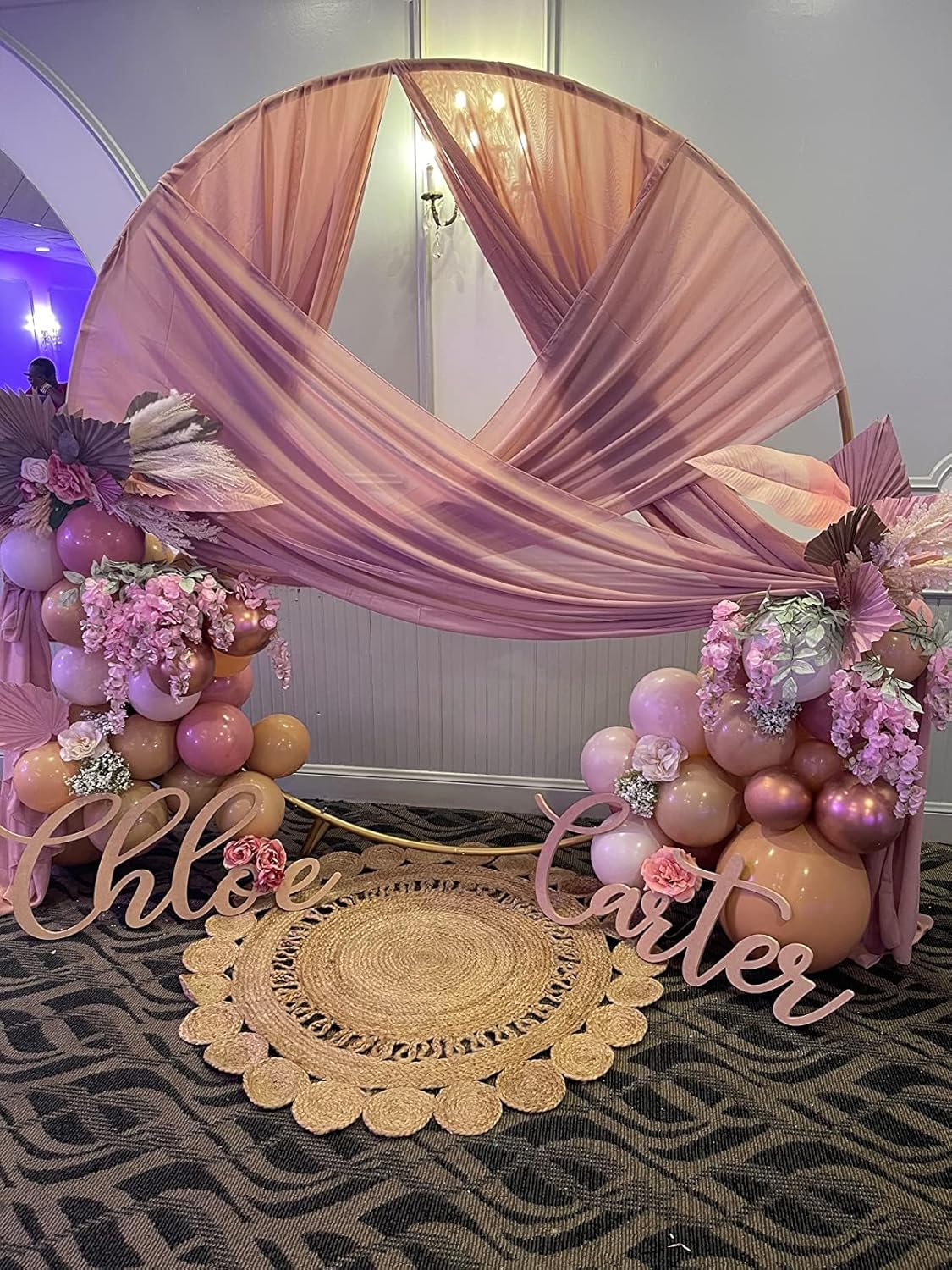 Wedding Arch Draping Fabric Backdrop 1 Panel 30" x 19Ft Dusty Rose Drapes Curtains for Wedding Reception Sheer Tulle Backdrop Curtain for Ceremony Birthday Party Baby Shower Arbor Ceiling Decorations