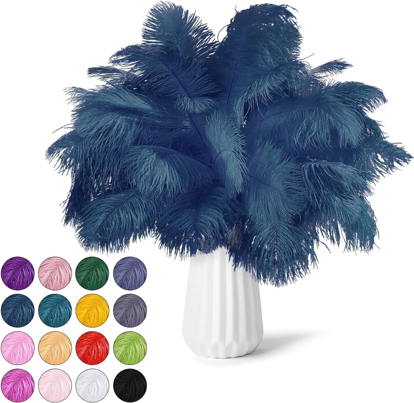NEWONG 30pcs Navy Blue Ostrich Feathers Natural Bulk 9-12inch(23-30cm) Vase Craft Wedding Home Party Centerpieces Christmas Day Decoration