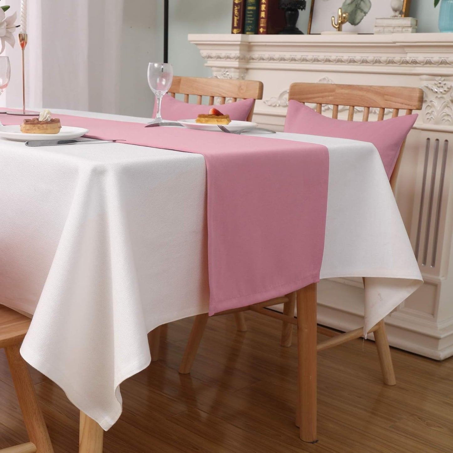 DUALIFE Baby Pink Table Runner 14x72 Inches,Romantic Rose Pink for Wedding Anniversary Party Decor Baby Shower and Birthday Party Cake Table Decorations 1 Piece