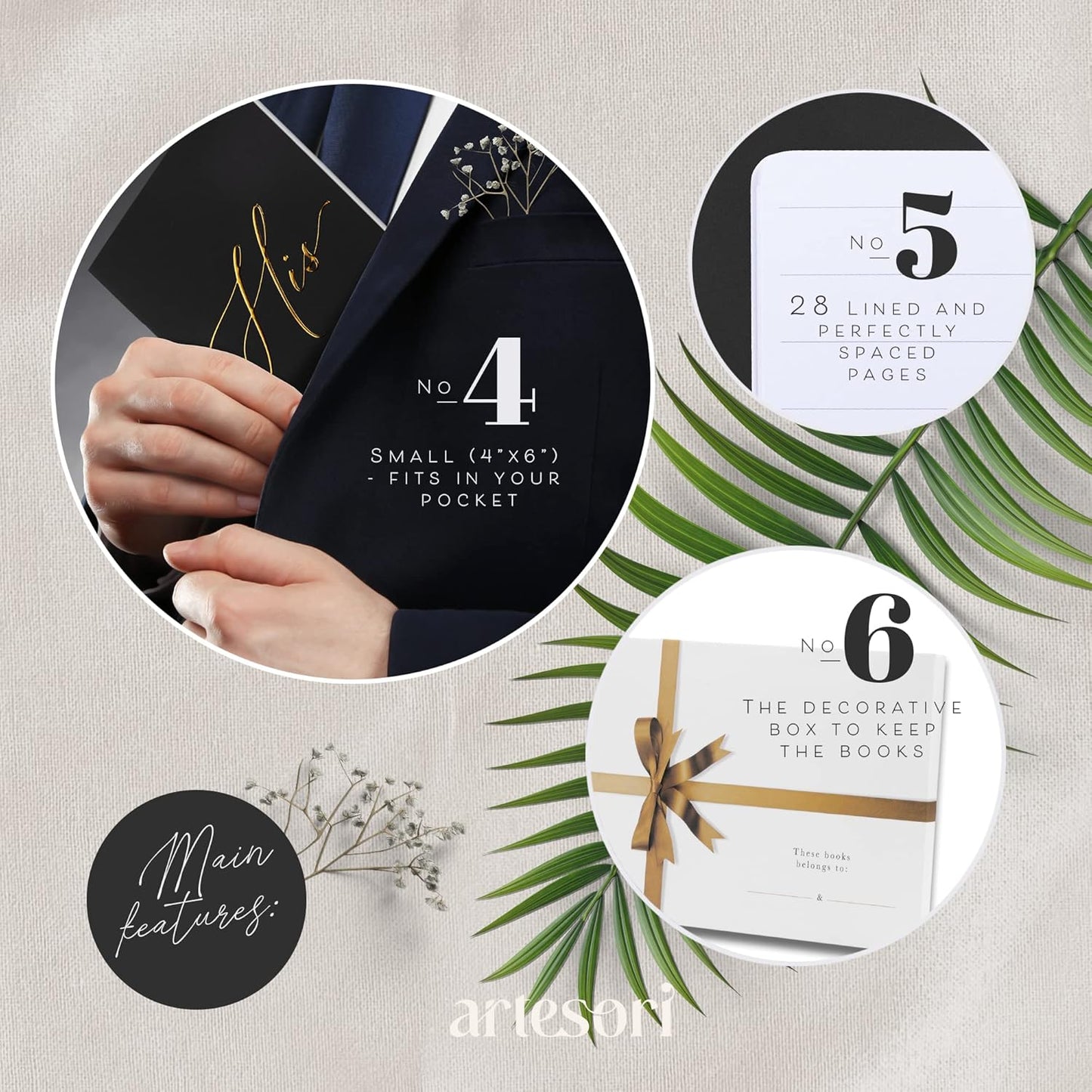 ARTESORI Wedding Vow Books His & Hers - Wedding Registry Gifts Ideas for Bride & Groom, Vow Books for Wedding - Soft-Touch, Gold-Foiled, 28 Lined Pages Vow Book for Her & Him [Ivory & Terracotta]