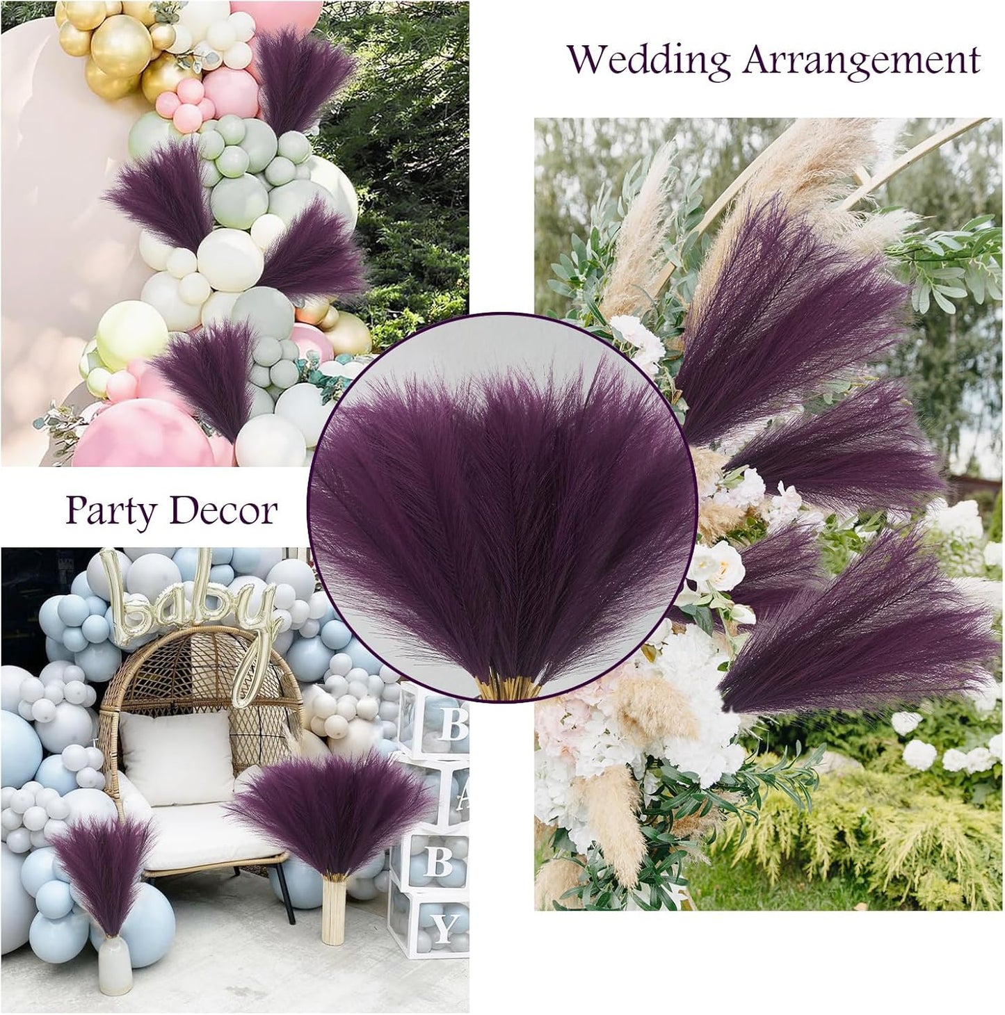 50pcs Pink Faux Pampas Grass Decor, 21.6" Short Artificial Pompous Grass Floral Fake Pompas Grass Branches Vase Filler Flower Arrangement for Home Wedding Boho Decor