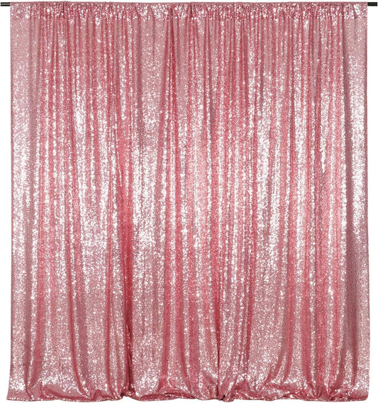 Poise3EHome 8FT x 8FT Sequin Photography Backdrop Curtain for Party Decoration, Fuchsia Pink