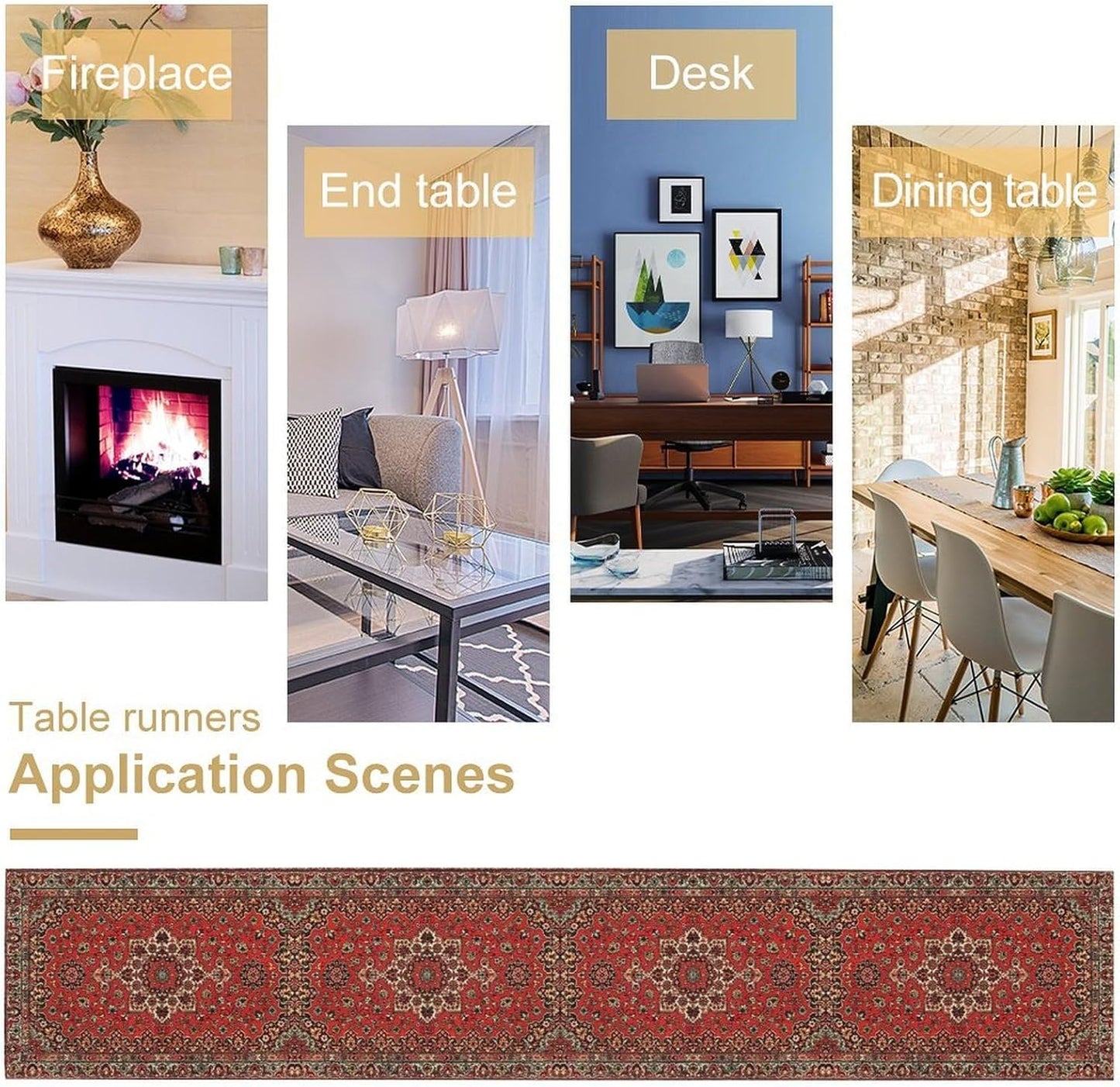 Vintage Boho Red Table Runner,Elegant Mid Century for Home Farmhouse Kitchen Table Dining Coffee Room Garden Party Wedding Decor 13x120in