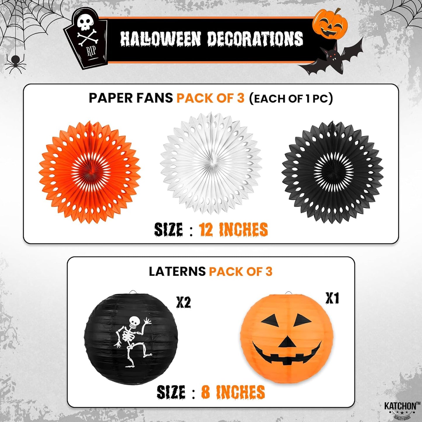 KatchOn, Hanging Ghosts Halloween Decor - Pack of 10 | Xtralarge Indoor Halloween Hanging Decorations, Ghost Garland Decorations, Paper Lanterns, Hanging Paper Fans | Spooky Hanging Decorations