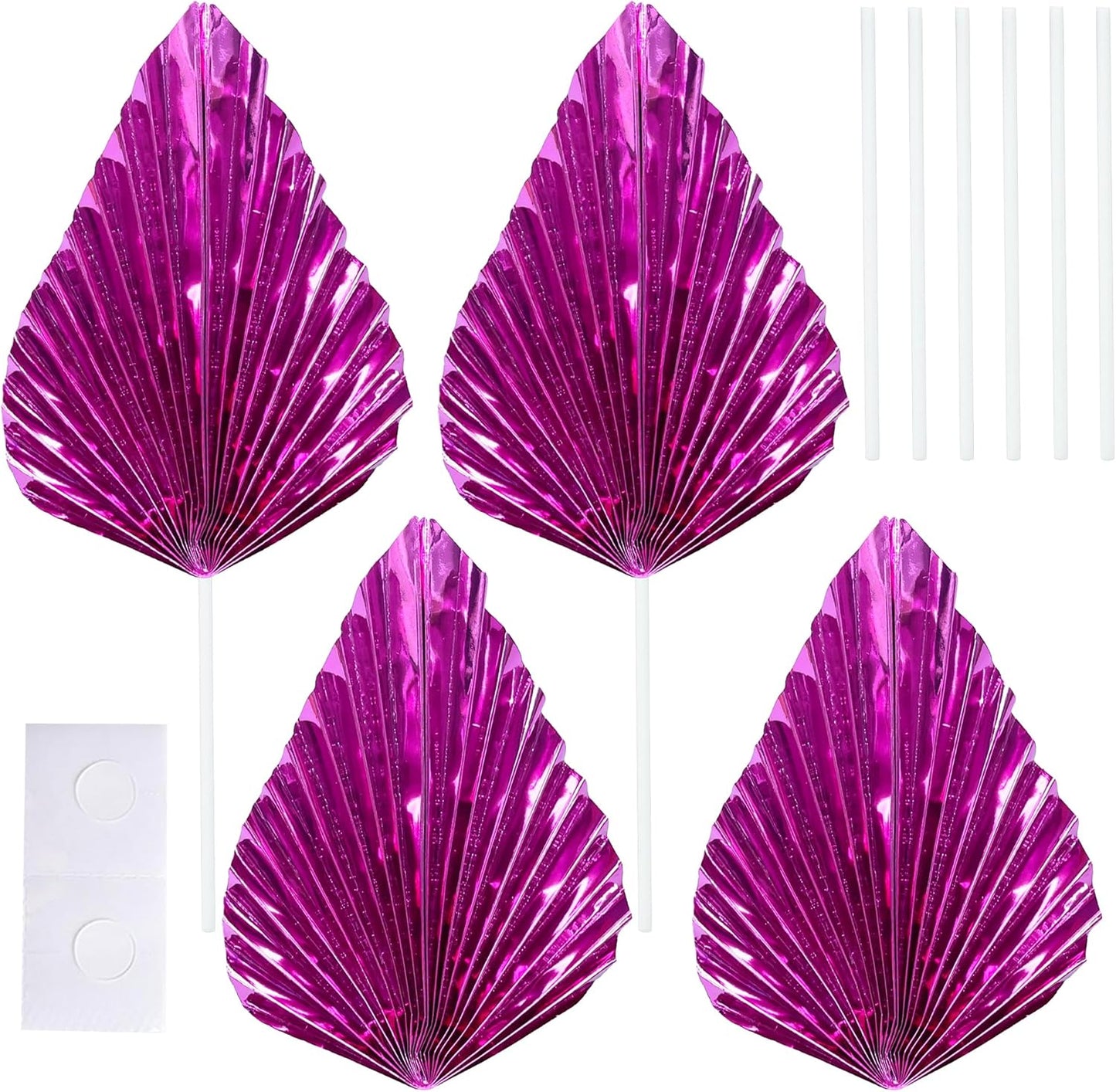 Gyufise 6Pcs Paper Palm Fan Cake Toppers Palm Spear Leaves Fan Cupcake Toppers Cake Insert Decorations Craft DIY Cake Bakeware Decoration for Birthday Party Wedding Party Decor Supplies Light Rose Red