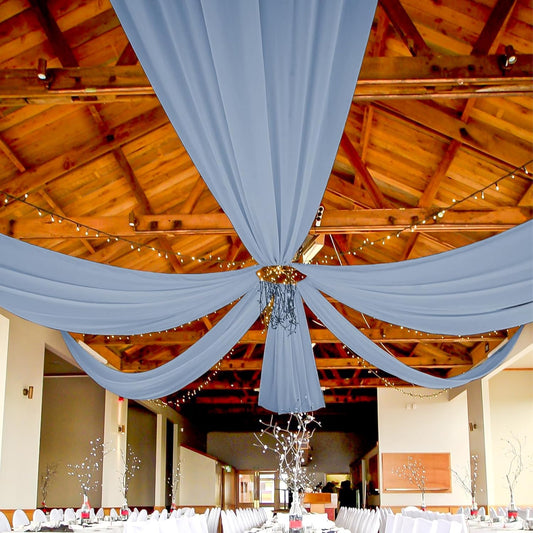 6 Panels Dusty Blue Wedding Drapes 5ftx10ft Chiffon Fabric Arch Draping Sheer Curtains Soft Drapery Wedding Ceiling Decorations for Party Ceremony Stage Swag