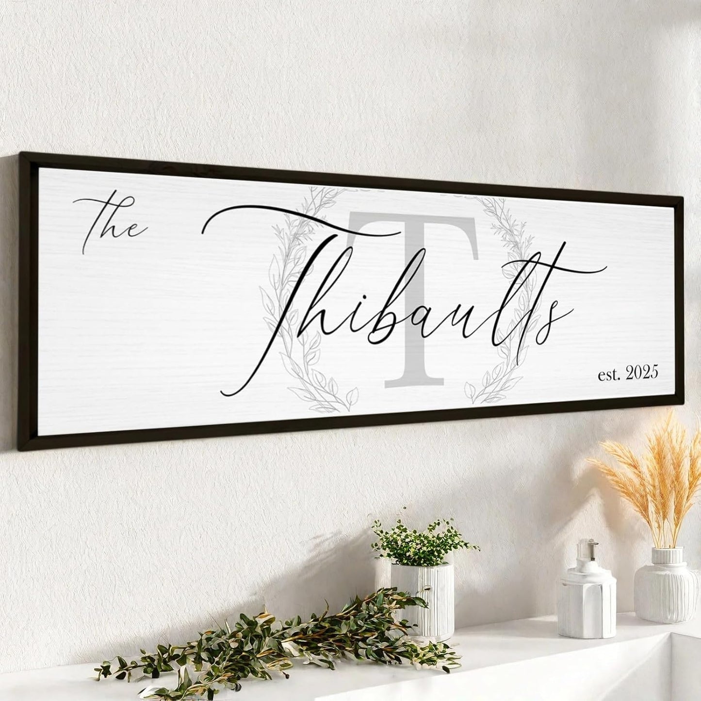 Last Name Signs for Home, Personalized Wall Decor, Monogram Gifts, Framed Wooden Family Name Sign for Home Decor, Custom Wood Signs, Established Signs