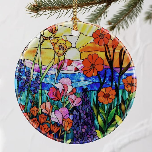Colorful Flower Christmas Ornaments: Christmas Tree Decorations & Holiday Ornaments – Holiday Presents, Gift Ideas for Friends, Coworker, Family, Gardener, Nature Lover, and Flower Lover