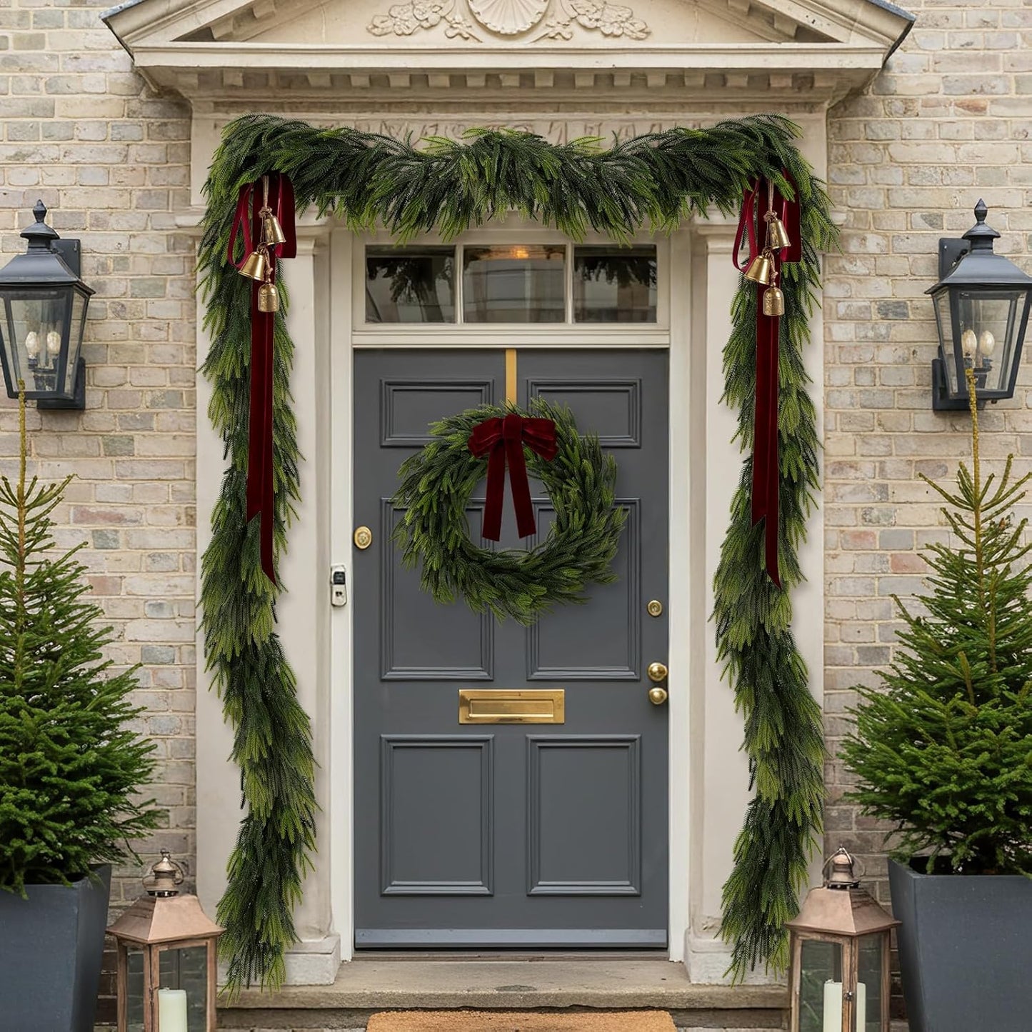 N&T NIETING 6FT Christmas Norfolk Pine Garland Real Touch Pine Artificial Garlands Faux Greenery Garland Winter Christmas Garland for Table Mantle Holiday Indoor Outdoor Xmas Decorations (4 Pcs)