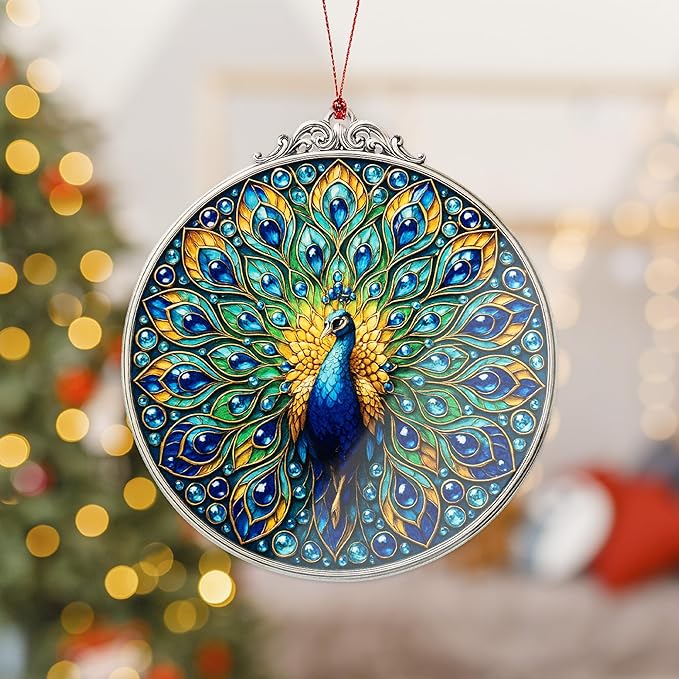 ALCARIN Peacock Gifts for Women, Men – Vibrant Peacock Decor for Home, Peacocks Lovers Gift Idea, Unique Acrylic Suncatcher Ornament, Christmas Birthday Gifts for Mom, Sister, Friend