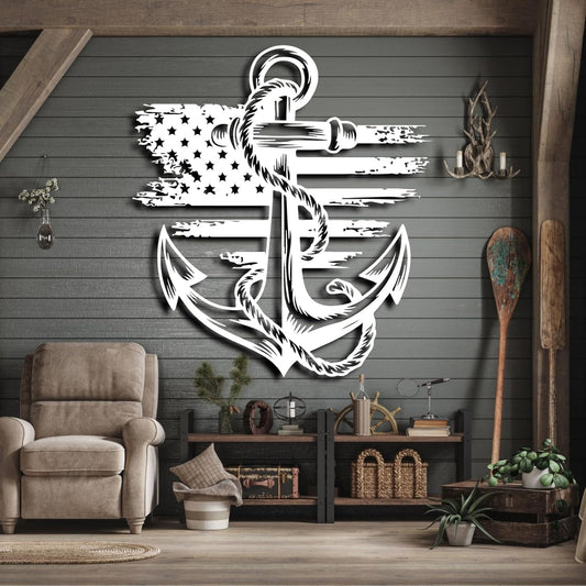 lunwall Metal Anchor Wall Decor, Anchor Metal Sign, Metal Anchor Decor, Anchor Metal Wall Art, Metal Nautical Wall Decor, Metal Wall Decor Coastal, Anchor Wall Decor (white, 35L x 32W / 90 x 81 cm)