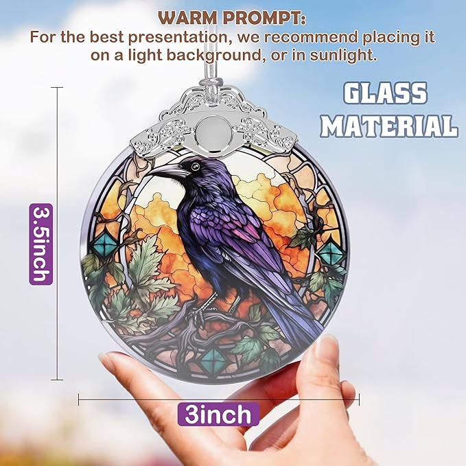 2025 Ornaments for Christmas Tree, Zmoicky Stained Glass Hanging Ornament, Christmas Ornaments Clearance, Gift Exchange Ornament, Bauble Present - Wise Crow