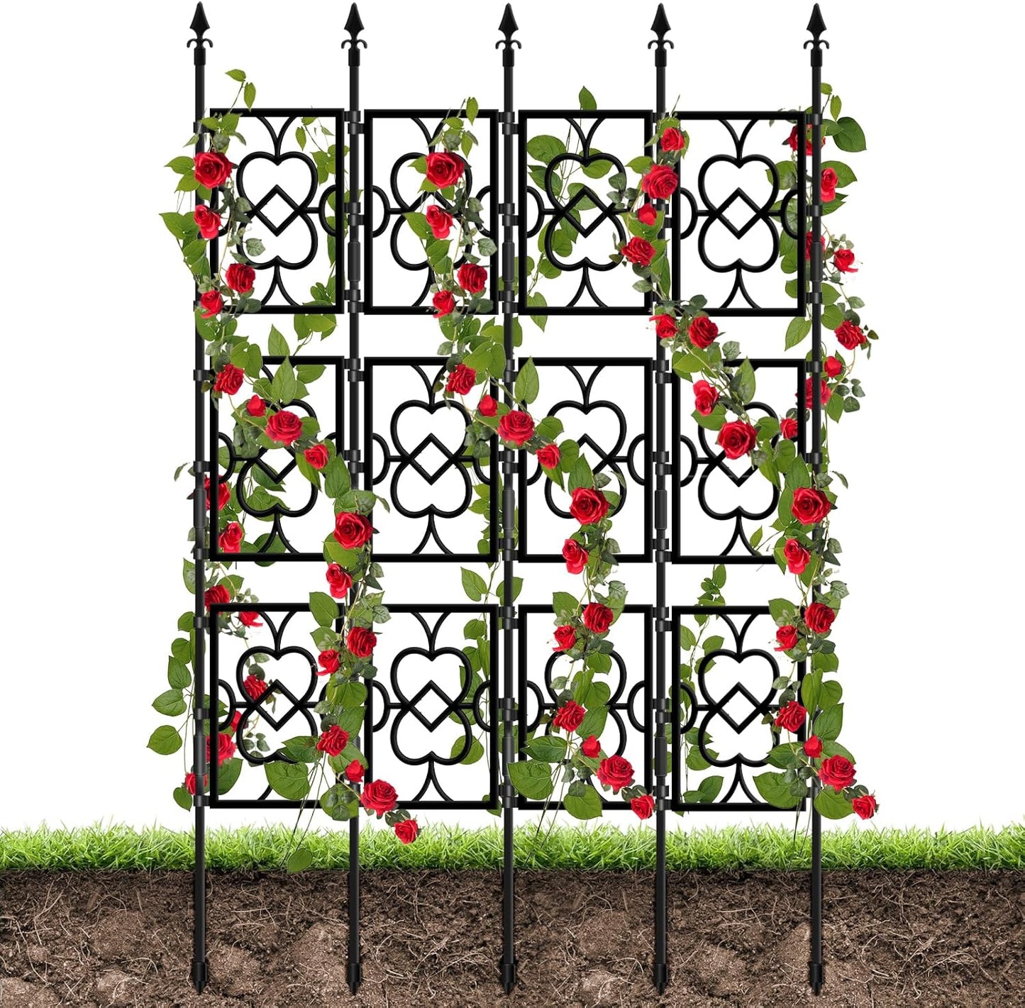 4 Sets Garden Trellis for Climbing Plants, Kalolary 5.5FT Plastic Love Screen Plant Trellis Frame for Potted Plants Rustproof Thicken Cucumber Trellis Stand for Vines Flowers Vegetable Indoor Outdoor
