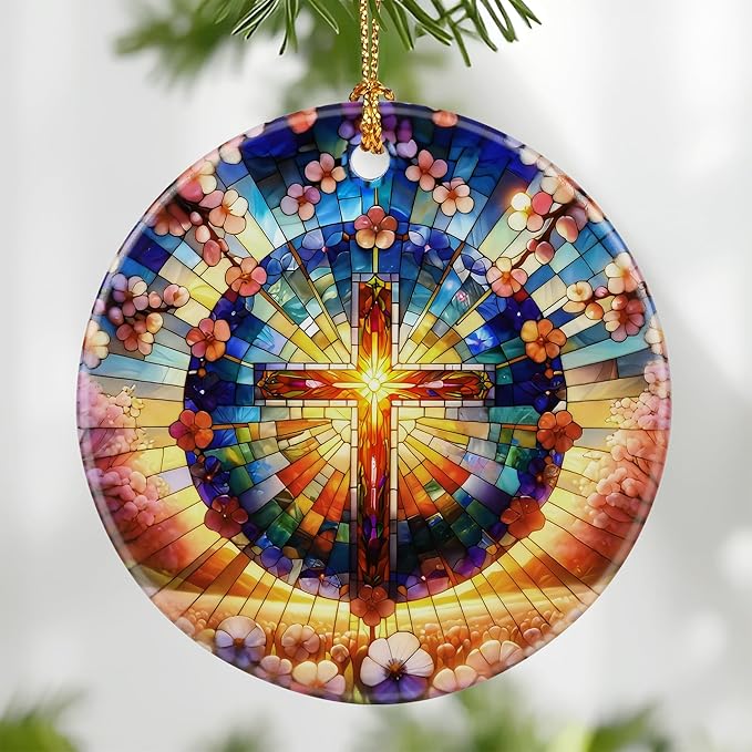 Christmas Ornaments, Catholic Cross Ornaments, Religious Christmas Decorations & Christian Home Decor | Religious Gift, Christian Gift, Spiritual Gifts, Boho Mandala Cross Ornament Gifts
