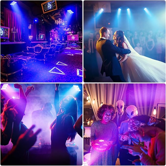 90W Square LED Stage Lights, Corded RGBW 4 in 1 Par Lights, LED Par Can by DMX & Sound Activated Control, Uplights for DJ Show Party KTV Halloween, 20 Pack