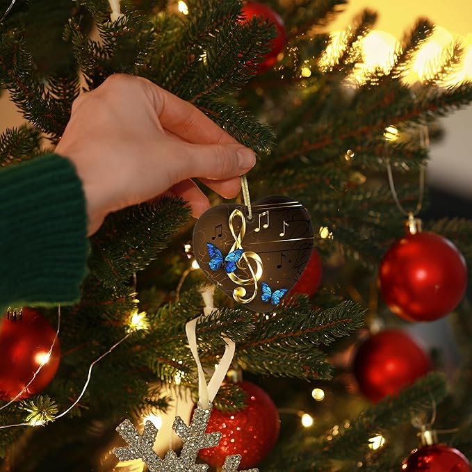 Musical Note Christmas Ornaments,Christmas Tree Decorations Decorative Hanging Ornament,2025 Navidad Holiday Decoration for Women Men,Ceramic Horse Lover Gifts Xmas Home Decor