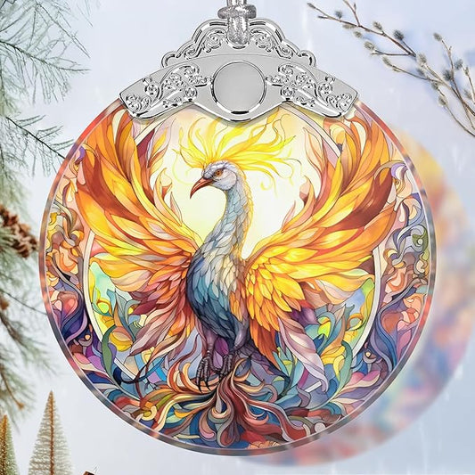 Stained Glass Ornaments - Phoenix Christmas Ornaments - Christmas Decorations for Tree - Holiday Present Ideas - Gift Exchange