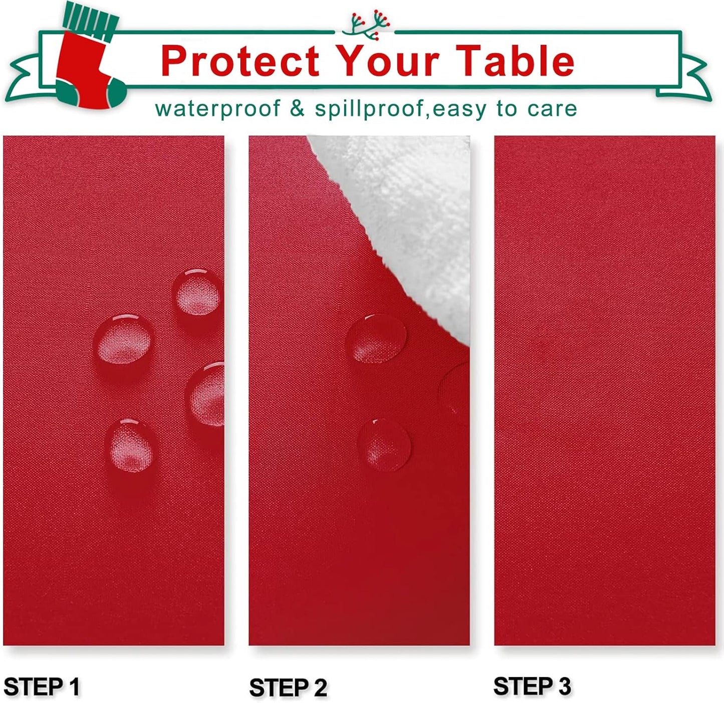 Hiasan 2 Pieces Red Tablecloth Rectangle - Wateproof and Spillproof Kitchen Christmas Washable Polyester Table Cloth for Dining Room, 52 x 70 Inch