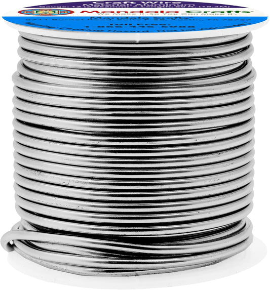 Mandala Crafts 12 Gauge Anodized Aluminum Craft Wire for Jewelry Making - 60 FT Colored Flexible Gray Wire - Bendable for Bonsai Armature Crafting Sculpting