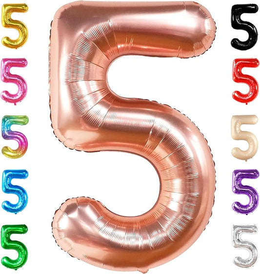 KatchOn, Giant, Rose Gold Number 5 Balloon - 40 Inch | Five Balloon | Rose Gold 5 balloon, Rose Gold 5th Birthday Decorations for Girls | Rose Gold 5 Birthday balloons for Girl