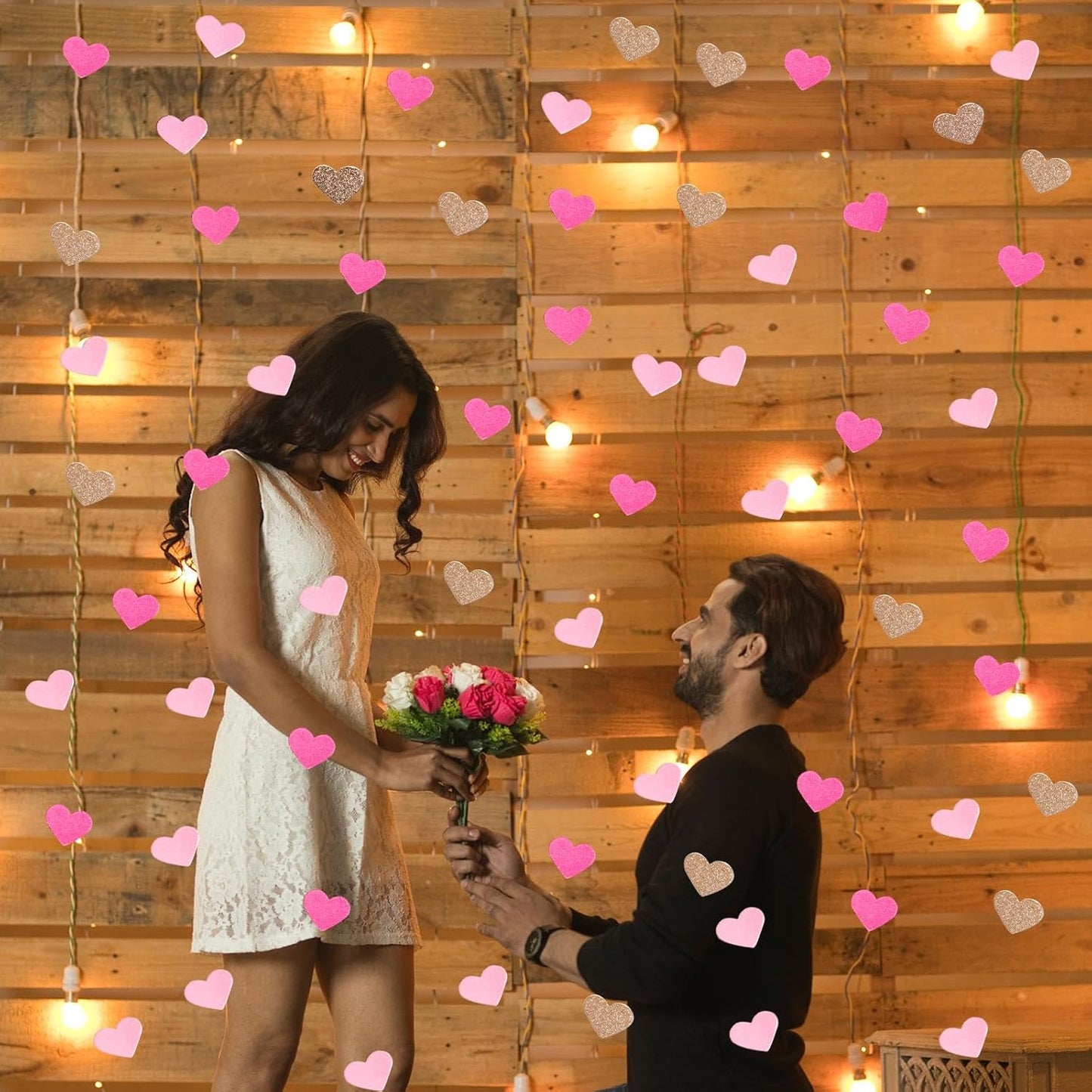 200 Pcs Hot Pink Heart Paper Confetti for Valentine's Day Wedding Baby Shower Birthday Party Table Decoration Supplies