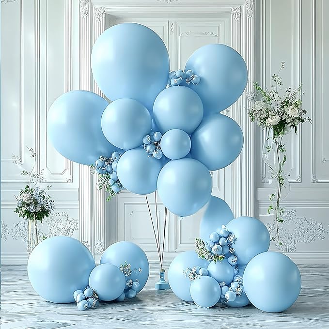 Llight Blue Latex Balloons, 100pcs 12inches Round Helium Light Blue Balloons for Birthday Baby Shower Wedding Birthday Party Decorations