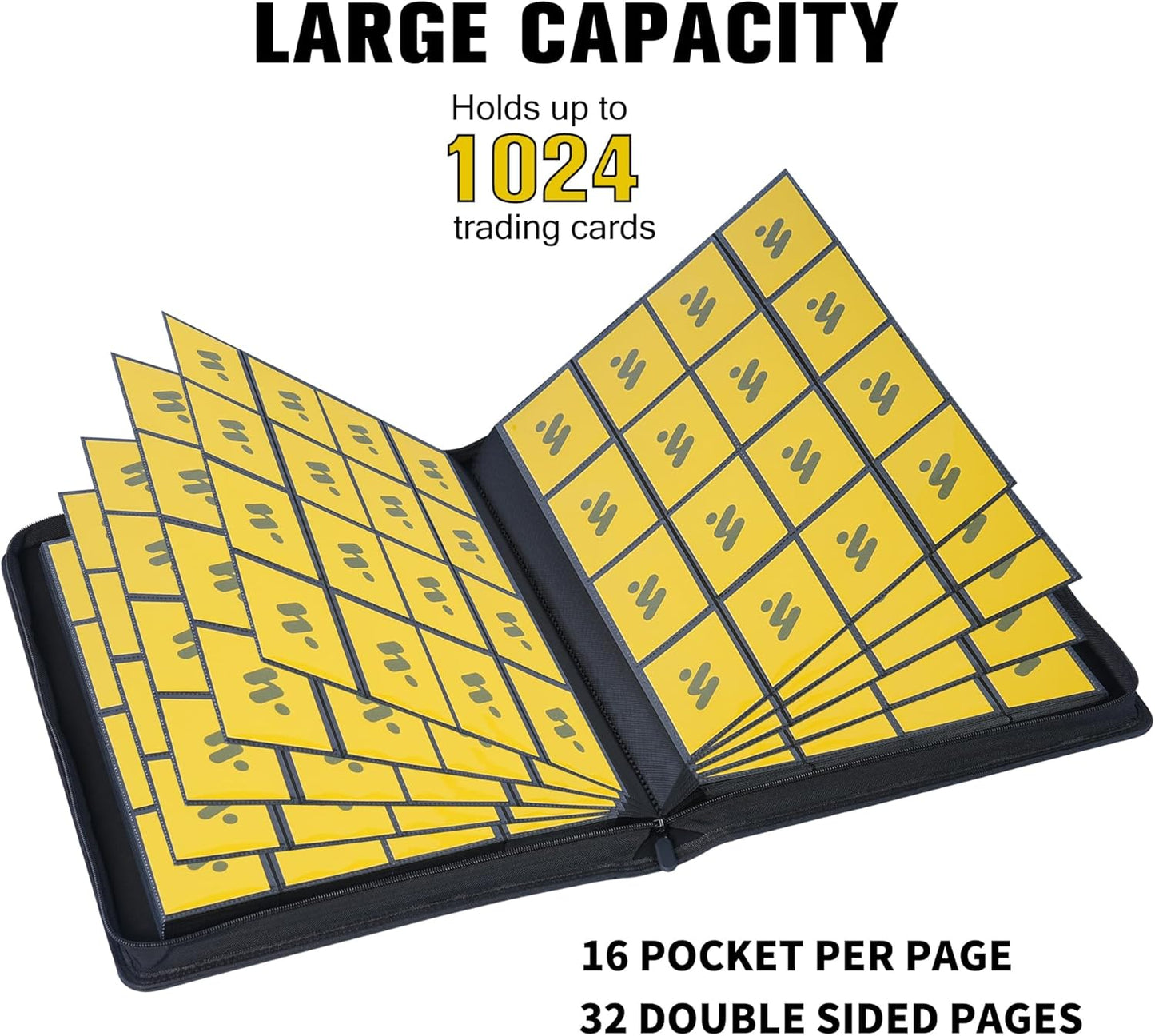 Premium 1000+ Pockets Card Binder,16 Pockets Card Binder Ringless Side Loading Trading Card Album Folder for TCG -Dark Orange