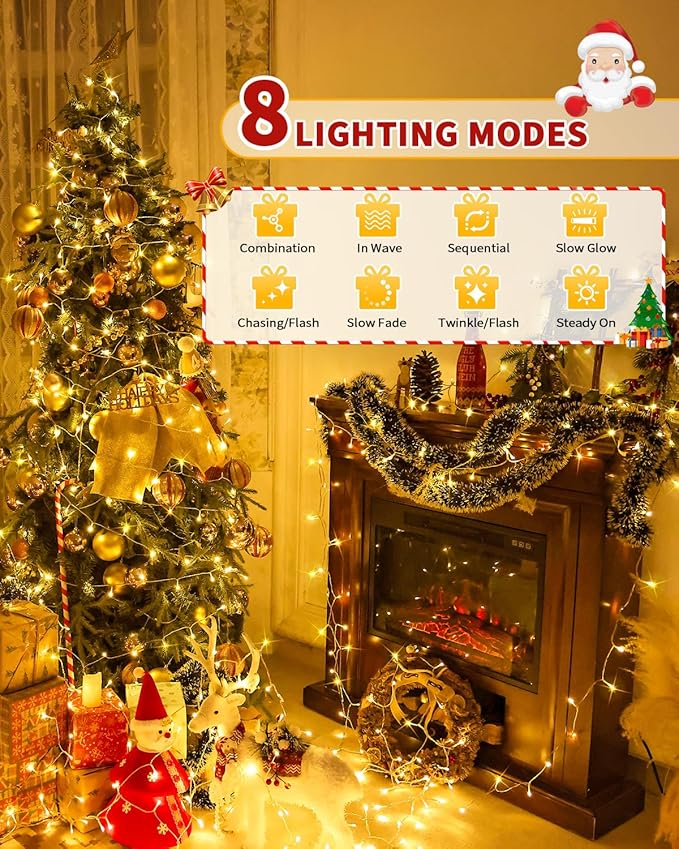 Christmas Lights String Outdoor Indoor, Warm White 403FT 1200 LED Xmas Tree Decorations Lights,Plug in Twinkle Fairy Light with Remote Timer for Room Yard Holiday Party Wedding Camping Decor