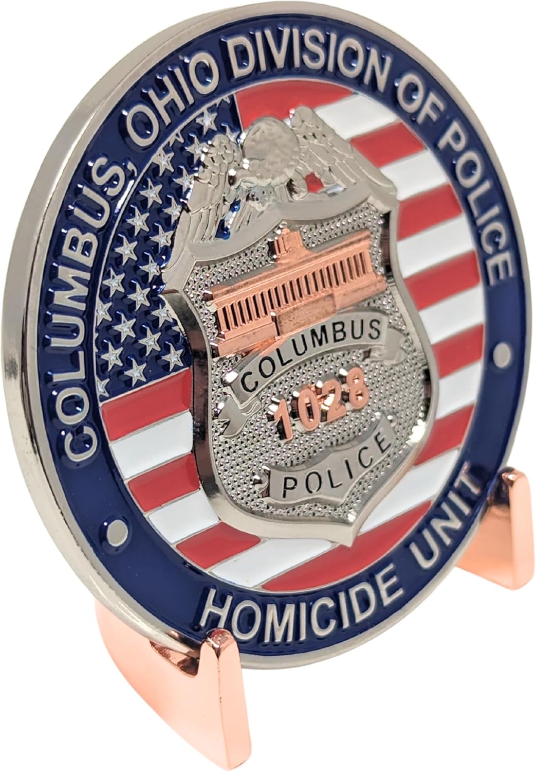 Military Challenge Coin Display Stand - Solid Metal with Anodized Finish - US Vet. Business (Copper Five-Pack)