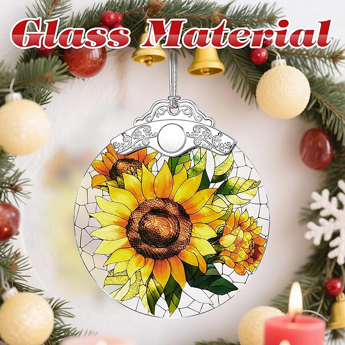 Sunflower Ornament, Stained Glass Christmas Decorations, Christmas Ornaments for Tree, Holiday Ornament, Sunflower Gifts, Holiday Party Gifts, Gift Ideas & Xmas Gift