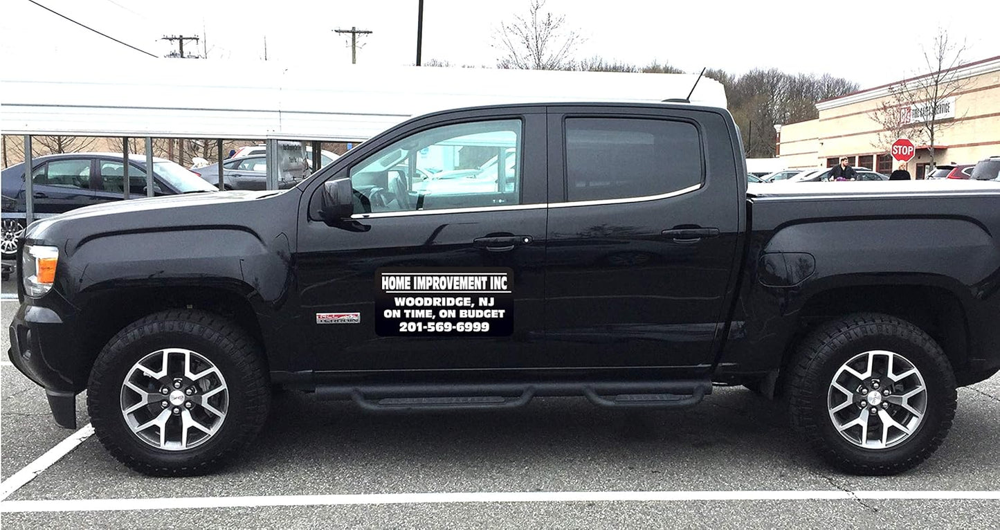 Vehicle Magnets Sign with Custom Lettering 12" X 24" (Set of 2) -Landscape, Construction, Handy Man, Plumbing, car Repair Shop-Black