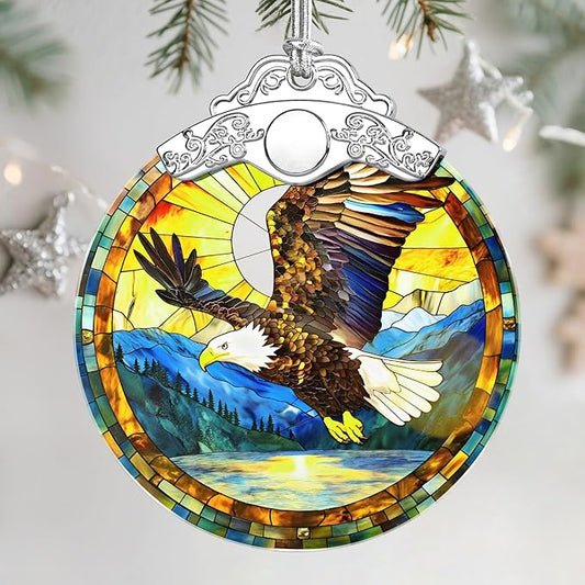 Christmas Ornaments: Stained Glass Ornament, Christmas Tree Ornament, Hanging Ornaments for Home Decor & Xmas Tree Decorations – Exquisite Holiday Decor, Gifts & Holiday Present - Bald Eagle