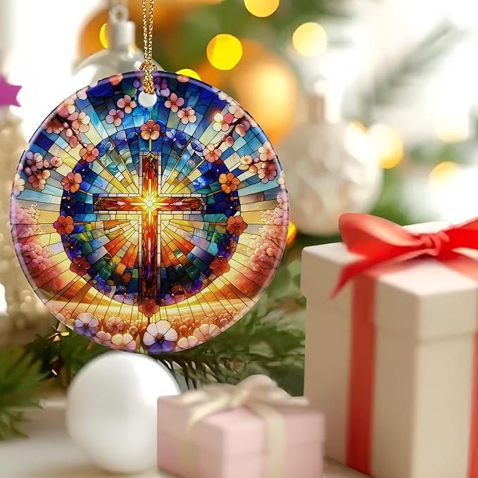 Christmas Ornaments, Catholic Cross Ornaments, Religious Christmas Decorations & Christian Home Decor | Religious Gift, Christian Gift, Spiritual Gifts, Boho Mandala Cross Ornament Gifts