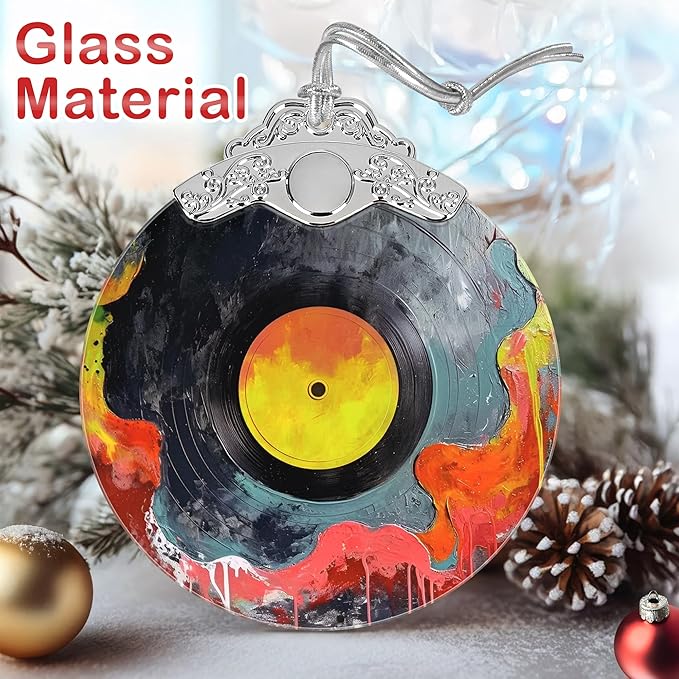 Christmas Decorations Ornaments, Stained Glass Ornament, Christmas Tree Ornaments, 2025 Gift Ornament, Xmas Gift for Friend Family Coworker - Vinyl Record