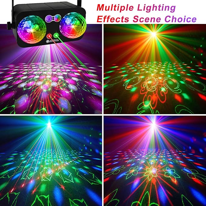 Party Lights Dj Disco Ball Light with 10 ft USB Cable 5V/3A Sound Activated Strobe Stage Lighting for Parties Indoor Dance Bar Club Birthday Karaoke Halloween Christmas New Years Rave Show