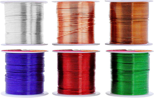 Mandala Crafts 20 Gauge Anodized Aluminum Craft Wire for Jewelry Making - 450 FT Colored Flexible Silver Copper True Blue Brown Red Kelly Green Wire - Bendable for Bonsai Armature Crafting Sculpting