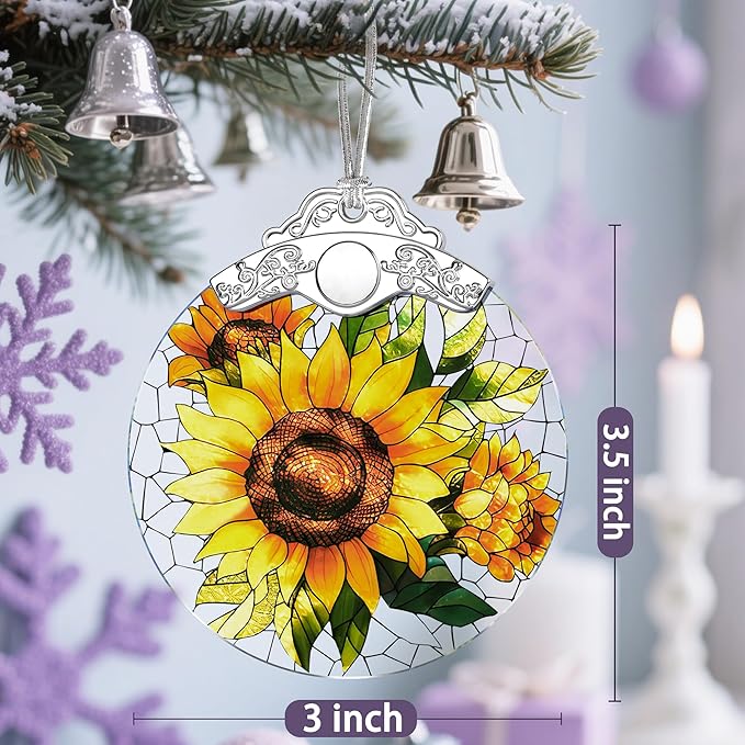 Sunflower Ornament, Stained Glass Christmas Decorations, Christmas Ornaments for Tree, Holiday Ornament, Sunflower Gifts, Holiday Party Gifts, Gift Ideas & Xmas Gift