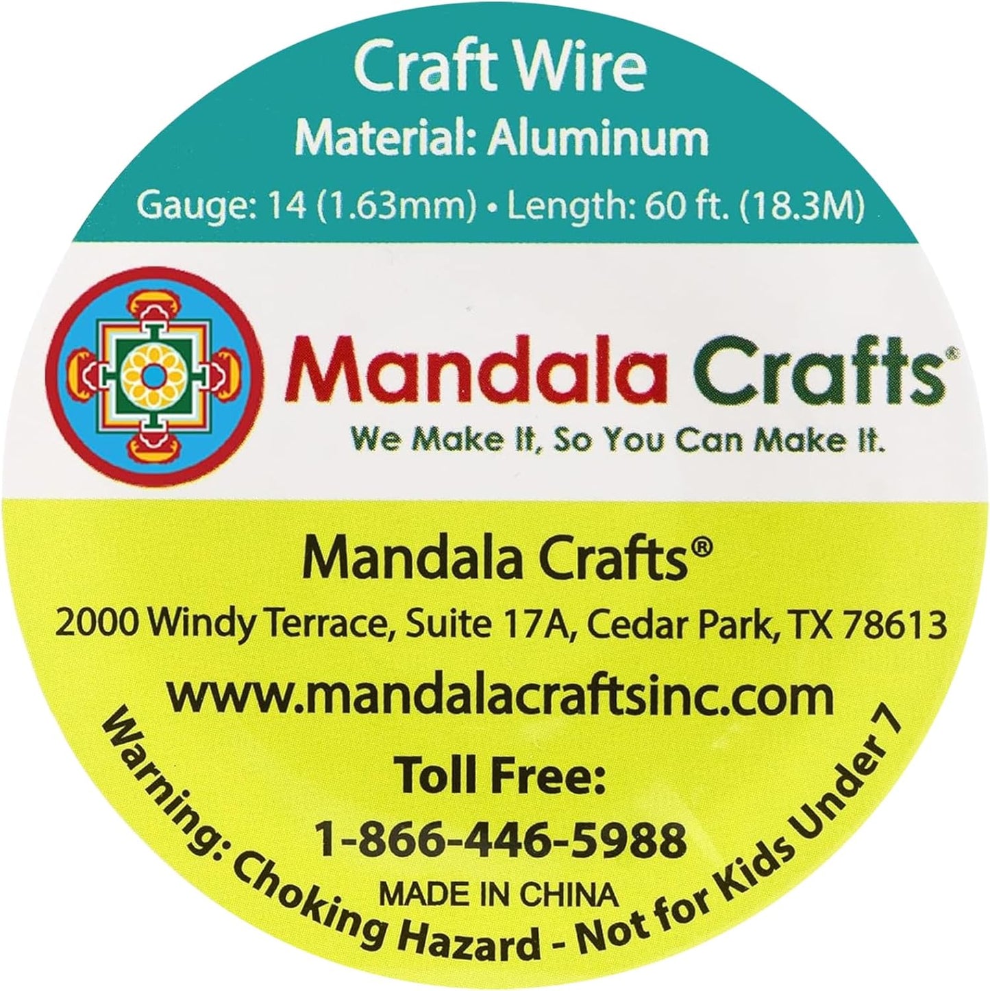 Mandala Crafts 14 Gauge Anodized Aluminum Craft Wire for Jewelry Making - 60 FT Colored Flexible Light Green Wire - Bendable for Bonsai Armature Crafting Sculpting