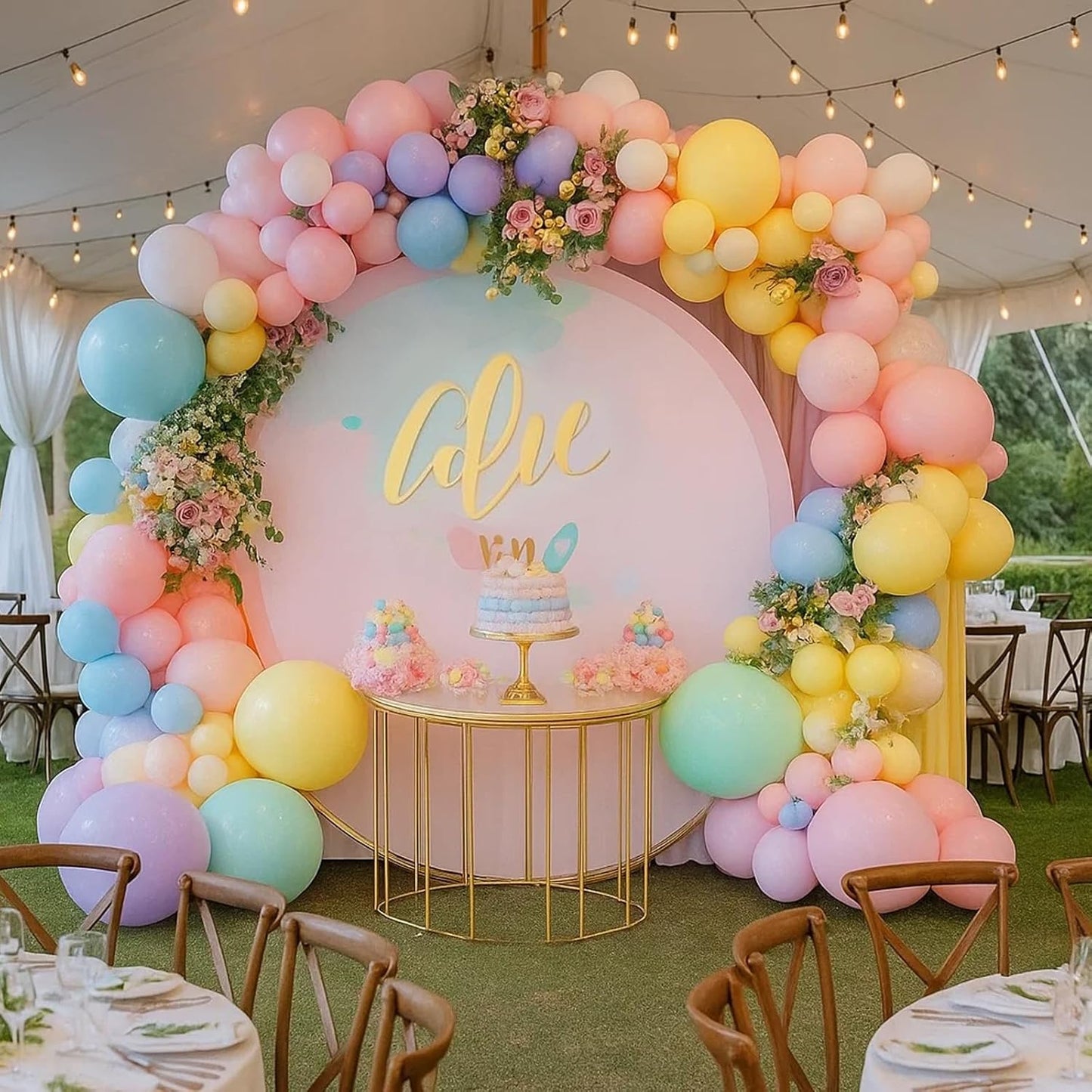 Patimate Pastel Balloons Set, 50 pcs 12 inch Rainbow Multicolor Pink Purple Green Yellow Blue Macaron Latex Balloons Kit for Birthday Baby Shower Bridal Shower Party Decorations