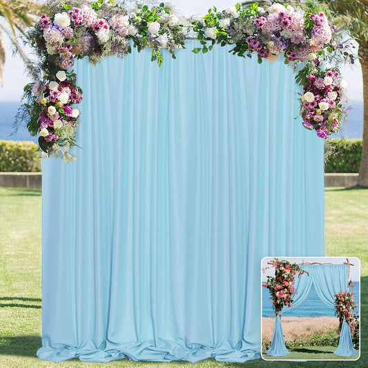 MYSKY HOME Light Blue Backdrop Curtains for Parties, Weddings, Stage, Baby Showers, Birthdays - 5ft x 10ft, 2 Panels with Rod Pocket Sliding Drapes